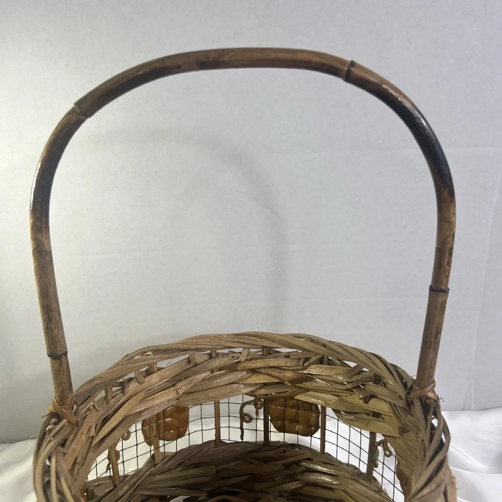 VINTAGE Pumpkin Basket Halloween‎ Jack O'Lantern Woven Basket  Decoration